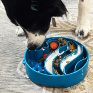 Wellen-waves - slow-feeding-bowl-antischlingnapf-gefuellt-blau