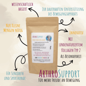 ArthroSupport-fuer-Hunde-als-Unterstuetzung-fuer-den-Bewegungsapparat-mit undenaturiertem Kollagen Typ 2