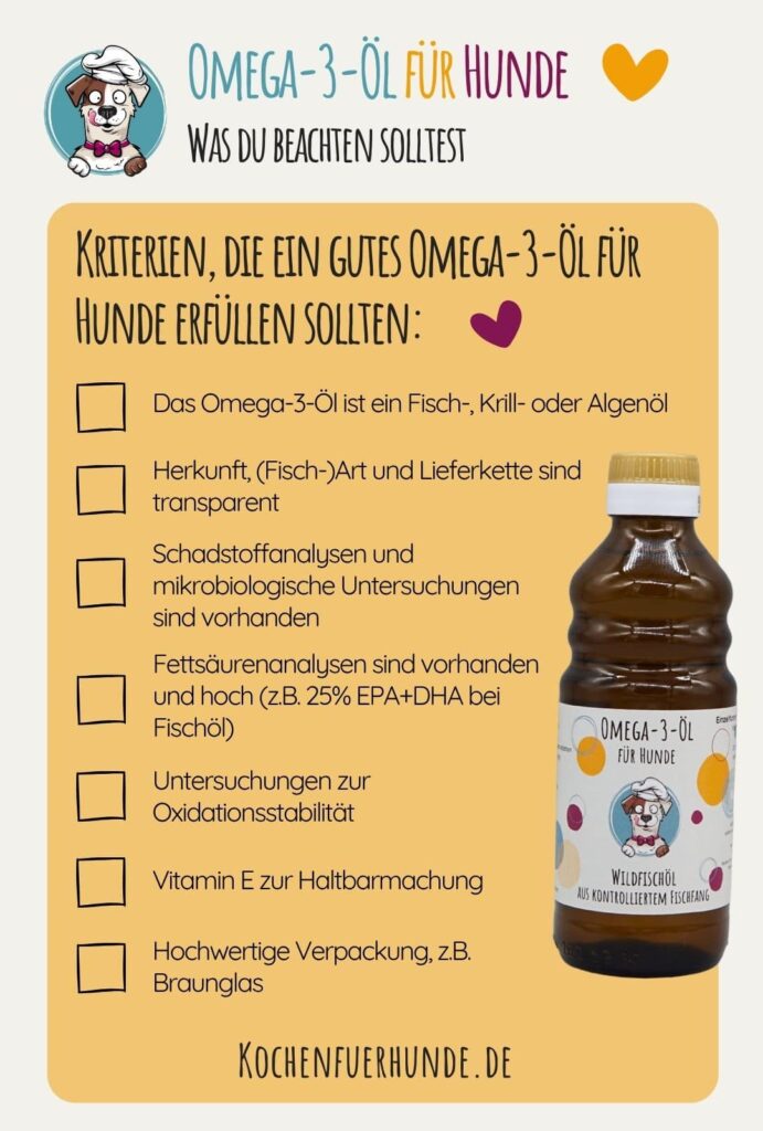 Kriterien, die ein Omega-3-Öl für Hunde erfüllen sollten Kriterien gutes Fischöl