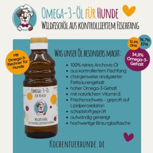 Omega-3-Öl für Hunde EPA und DHA Braunglasflasche und hoher Omega-3-Gehalt