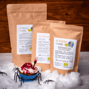 Frauchenbackt-Halloween-Muffins-Rezeptbundle Knochenbruehe Kochen für Hunde